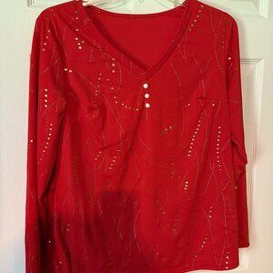 Red and white festive shirt in Large